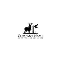 creative deer and bird logo design vector