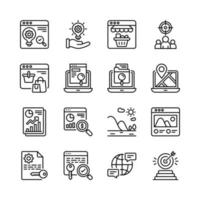 SEO Development And Marketing vector Outline Icon Design illustration. Symbol on White background EPS 10 File set 3