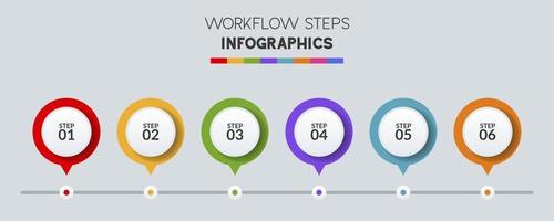 Infographics design template and icons with 6 options or 6 steps vector