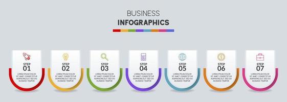 Infographics design template and icons with 7 options or 7 steps vector