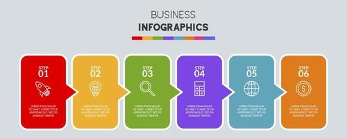 Infographics design template and icons with 6 options or 6 steps vector