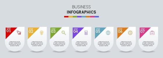 Infographics design template and icons with 7 options or 7 steps vector