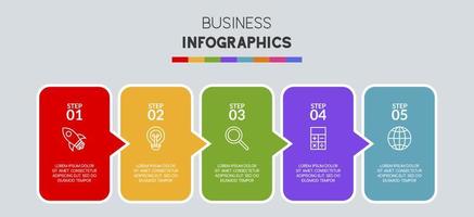 Infographics design template and icons with 5 options or 5 steps vector