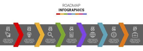 Infographics design template and icons with 7 options or 7 steps vector