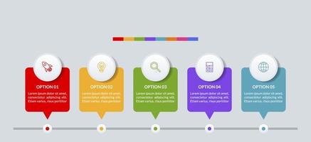 Infographics design template and icons with 5 options or 5 steps vector