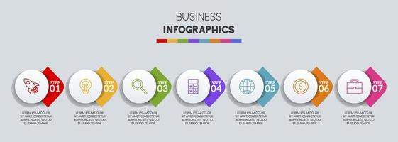 Infographics design template and icons with 7 options or 7 steps vector