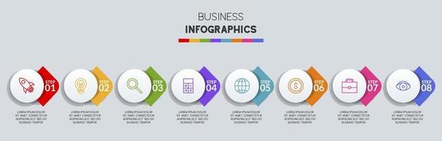 Infographics design template and icons with 8 options or 8 steps vector