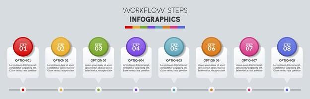 infografia diseño modelo y íconos con 8 opciones o 8 pasos vector