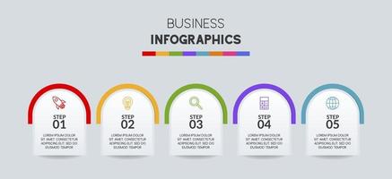 infografia diseño modelo y íconos con 5 5 opciones o 5 5 pasos vector