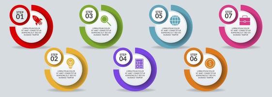 infografia diseño modelo y íconos con 7 7 opciones o 7 7 pasos vector