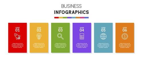 Infographics design template and icons with 6 options or 6 steps vector