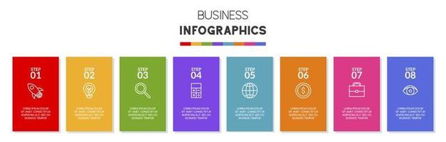 infografia diseño modelo y íconos con 8 opciones o 8 pasos vector