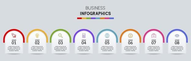 infografia diseño modelo y íconos con 8 opciones o 8 pasos vector