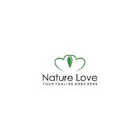 Heart and leaf sign. Love nature symbol. vector