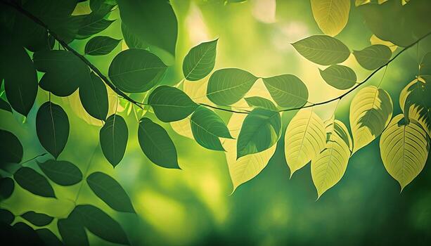 Nature of green leaf in garden at summer under sunlight. photo