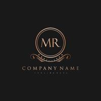 MR Letter Initial with Royal Luxury Logo Template vector