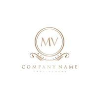 MV Letter Initial with Royal Luxury Logo Template vector