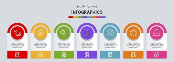 Infographics design template and icons with 7 options or 7 steps vector