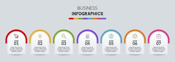 Infographics design template and icons with 7 options or 7 steps vector