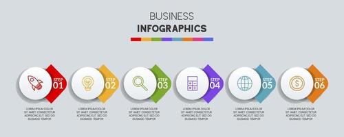 Infographics design template and icons with 6 options or 6 steps vector