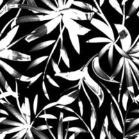 resumen tropical follaje sin costura modelo en negro antecedentes. acuarela estilo. Moda diseño para textil y tela, envase, ninguna superficie. primavera fondo de pantalla. otoño antecedentes. Clásico diseño vector