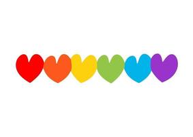 seis arco iris corazones vector ilustración seis pintado corazón