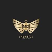 MD Letter Initial with Royal Luxury Logo Template vector