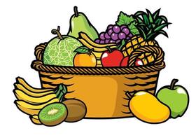 basket full of fruits vector