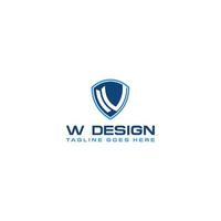 Letter W Protect Shield Logo Icon Template. Vector Emblem. Abstract symbol of security.