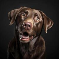 Brown labrador retriever surprised. . photo