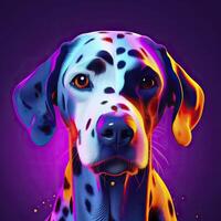 Dalmatian in neon colors. . photo