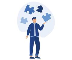 jigsaw puzzles are a great element of team work and search for ideas. business teamwork together people connect puzzle elements, flat vector modern illustration