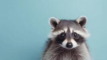 Raccoon banner. Copy space, background. . photo