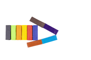 Kids multicolored plasticine folded in the shape of an arrow. Kindergarten. Transparent Background png