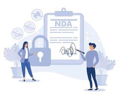 NDA concept.Non disclosure agreement.  Corporate secret protection. Flat vector modern illustration.