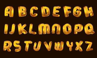 conjunto de oro aislado alfabeto letras. brillante metálico 3d, realista vector ilustración