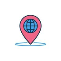 Geo Pin with Globe inside vector concept colored icon or sign