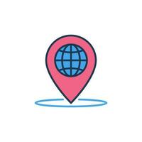 Geo Pin with Globe inside vector concept colored icon or sign