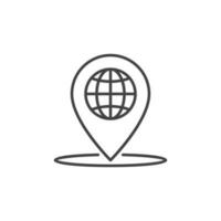 Globe Geo Pin vector concept outline icon or sign