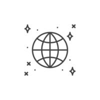 Globe in Space with Stars vector concept outline icon or sign