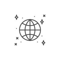 Globe in Space with Stars vector concept outline icon or sign