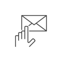 Hand with Envelope vector Email concept outline icon