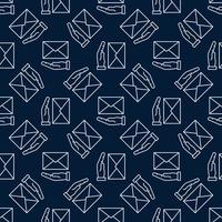 Hand and Envelope vector concept line dark seamless pattern