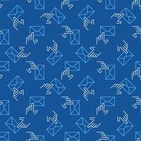 Hand with Envelope vector Email blue line seamless pattern