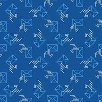 Hand with Envelope vector Email blue line seamless pattern