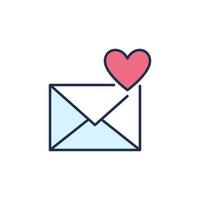 Heart on Envelope vector Email Like Button concept colored icon