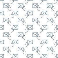Hand with Envelope vector line minimal seamless pattern