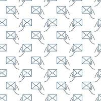 Hand with Envelope vector line minimal seamless pattern