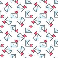 Heart on Envelope vector colored seamless pattern or background