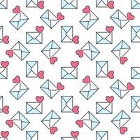 Heart on Envelope vector colored seamless pattern or background